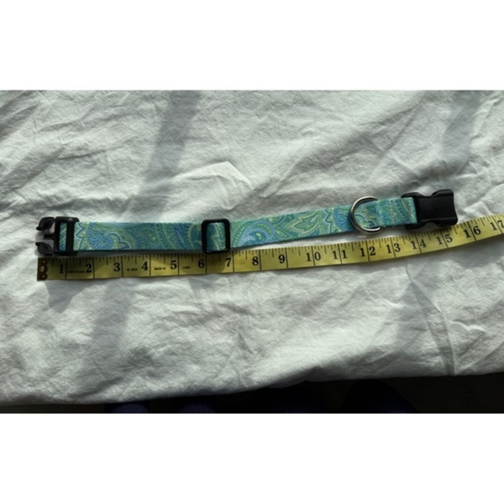 Green‎ and Blue Paisley 1" Wide Dog Collar - Picture 8 of 8